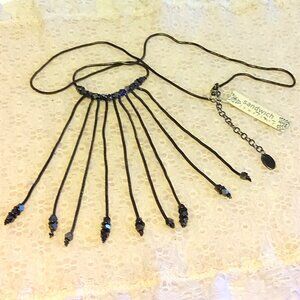 Vintage NEW sandwich jewellery Black Chain Pendant VTG Necklace